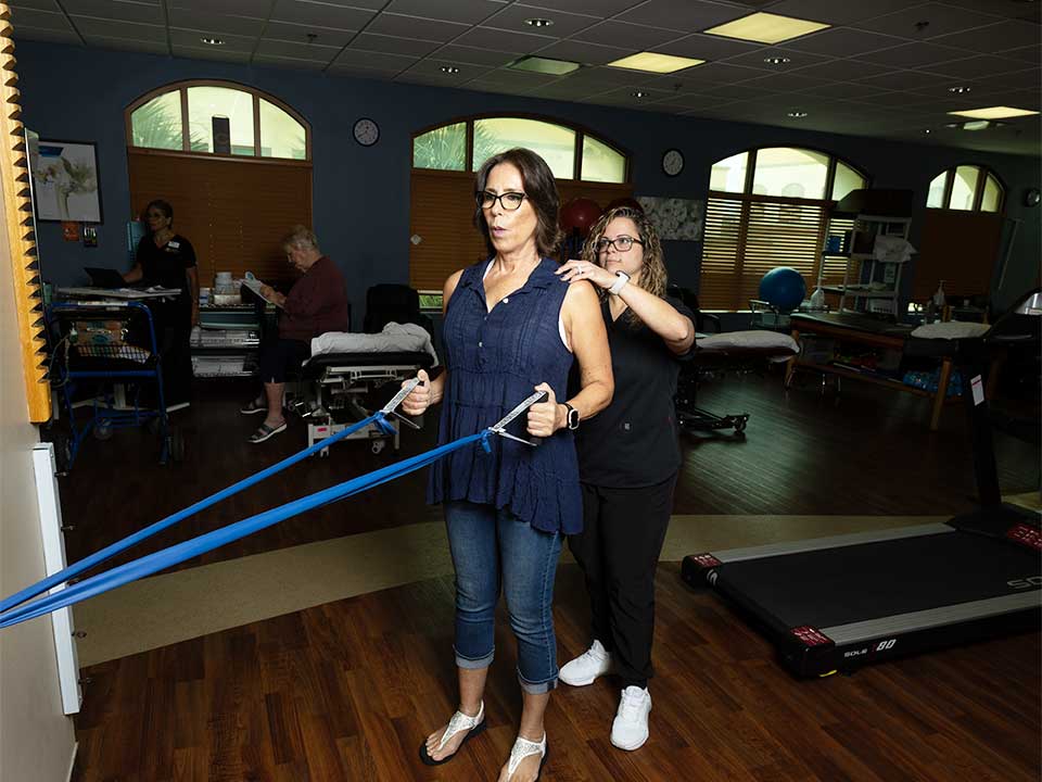 Patient doing physical therapy exercises with therpist