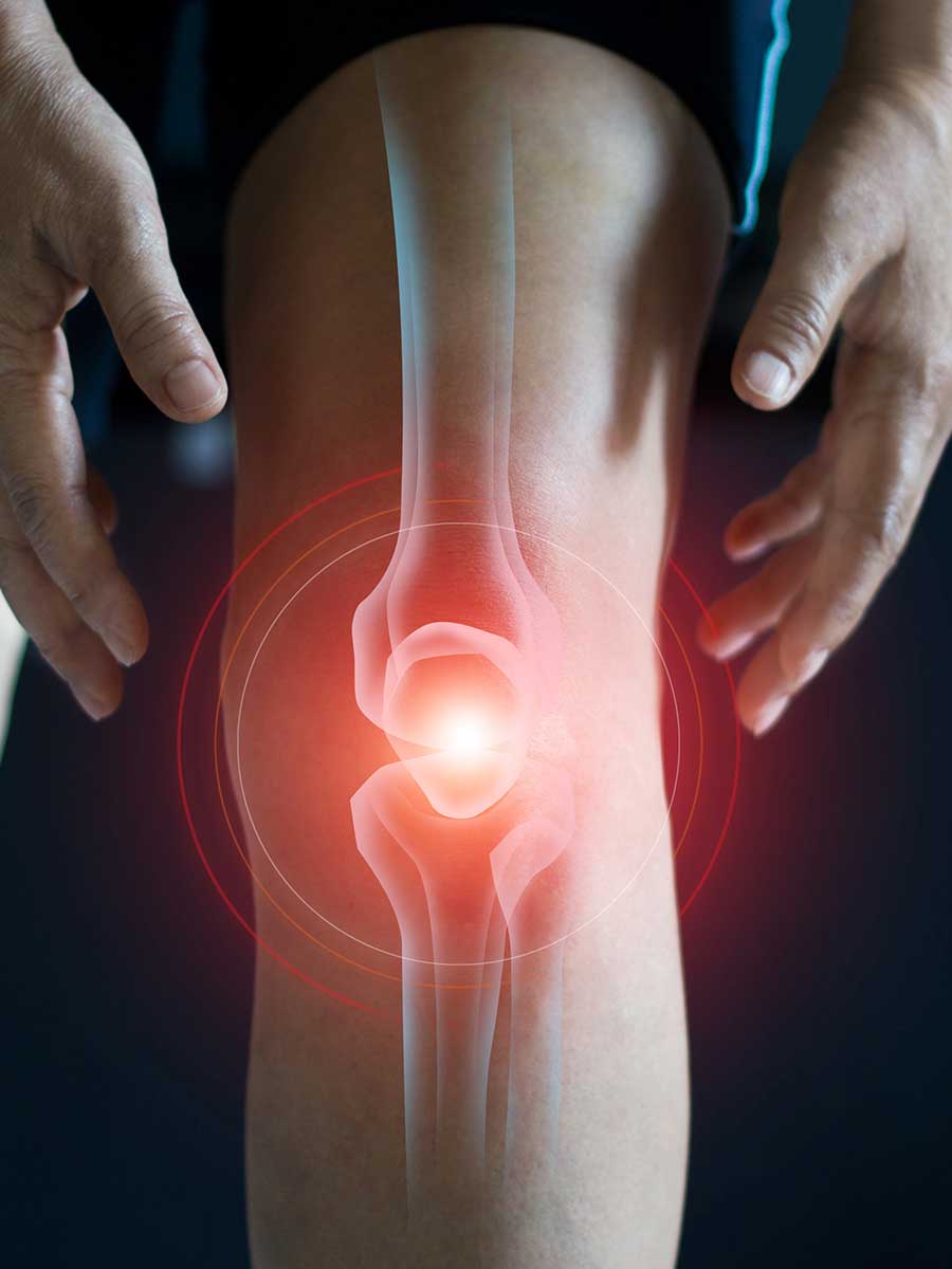 knee-with-red-pain illustration of knee with pain